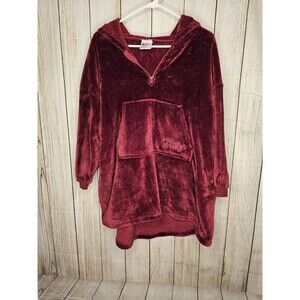 The Comfy Original Oversized Blanket Hoodie Adult One Size Burgundy Plush Sherpa